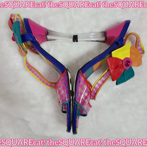 Betseyville π Rainbow jem flowers clear gingham straps lucite high heels y2k π - Picture 3 of 14